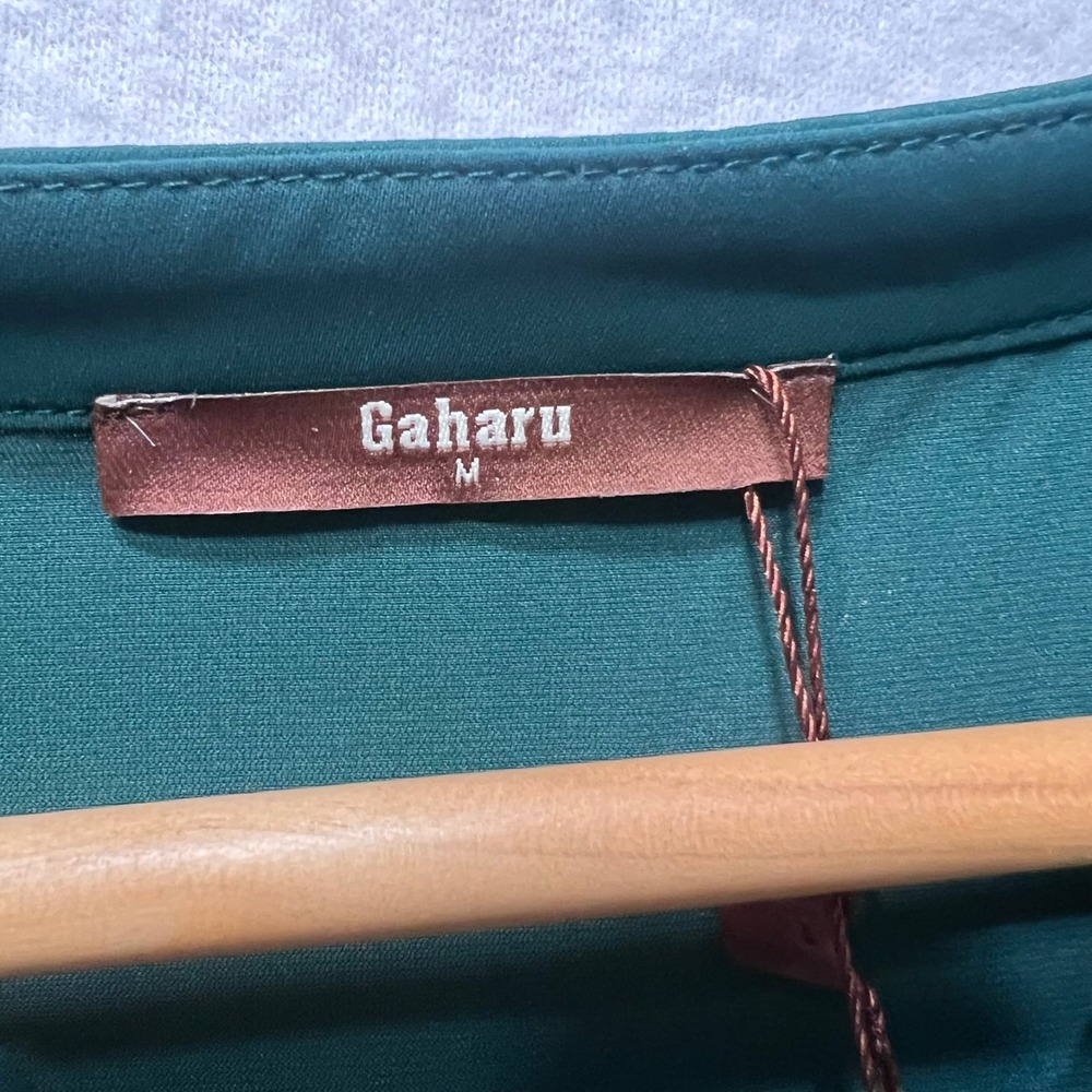 Gaharu Womens Green Roll Tab Long Sleeve V Neck Blouse Business Casual Top Sz M‎ - Picture 4 of 10